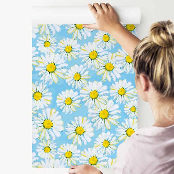 Tapeta w Rolce Stokrotki Malowane Akwarelą do Pokoju Dziecka zdjęcie 4