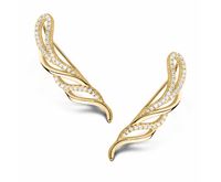 Eleganckie pozłacane srebrne kolczyki nausznice z cyrkoniami srebro 925 Z1149E_G