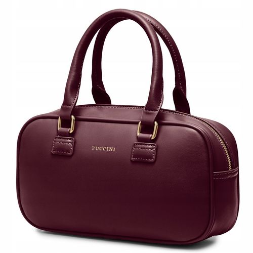 PUCCINI Torebka Damska Mała Kuferek Skóra Ekologiczna Bordowa BK2251019M-3B na Arena.pl