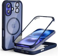 Etui iPhone 16 Plus 360° niebieskie/przezroczyste Leedia MagSafe