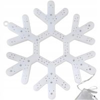 ŚWIECĄCA ŚNIEŻYNKA LED OZDOBA NA OKNO ŚWIĄTECZNA WISZĄCA 32cm NA BATERIE