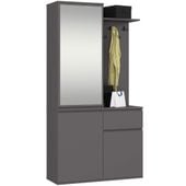 Szafa do przedpokoju z lustrem ENTRO 95 cm duża garderoba wieszaki - szara