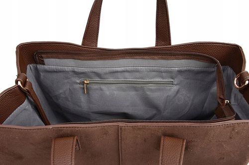 GALLANTRY Torebka damska CASUAL na ramię SHOPPER czekolada DUŻA A4 ZAMSZ na Arena.pl