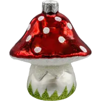 Bombka choinkowa szklana: Czerwony Muchomor szeroki