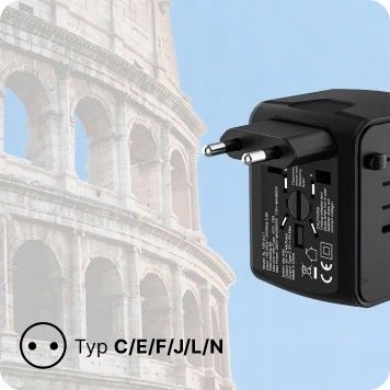 Adapter Podróżny Przejściówka Zasilania EU UK US AU 3x USB-A 1x USB-C na Arena.pl