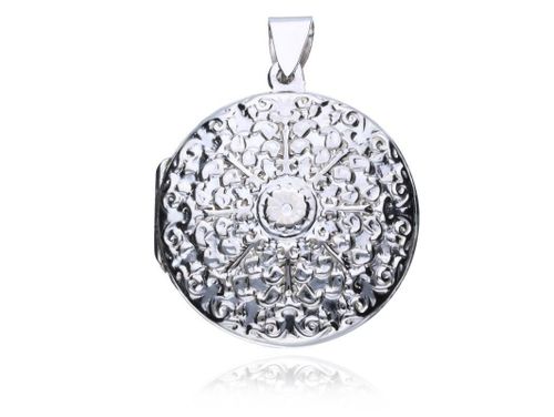 SREBRNY OKRĄGŁY OTWIERANY SEKRETNIK PUZDERKO WZÓR na Arena.pl