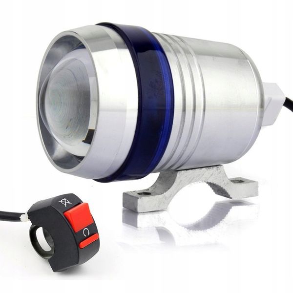 2xHalogen motocyklowy U3 srebrny z ringiem blue+wł zdjęcie 4