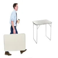Ogrodowy kempingowy biały stolik turystyczny składany na balkon piknik