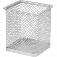 Przybornik Metalowy Kwadratowy Clever PH-01 Srebrny Pojemnik Na Długopisy