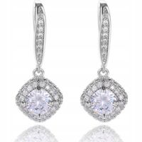 Kolczyki Srebrne wiszące cyrkonie kryształki ślub