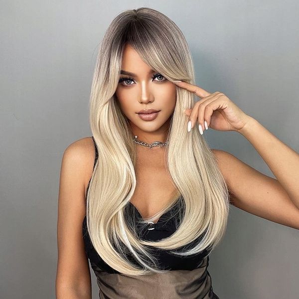 Peruka Blond Ombre Długa Naturalny zdjęcie 9