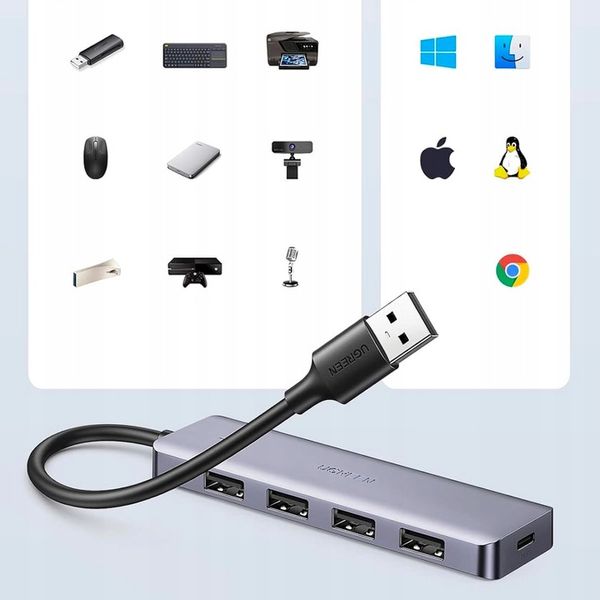UGREEN ADAPTER HUB ROZDZIELACZ 4x USB 3.2 DO KOMPUTERA TRANSFER DO 5Gbps zdjęcie 5
