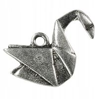 Zawieszka origami ŁABĘDŹ 16x18mm platyna 1szt