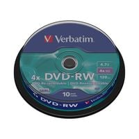 Płyty DVD-RW Verbatim 4x 4.7GB (Cake 10) MATT SILVER