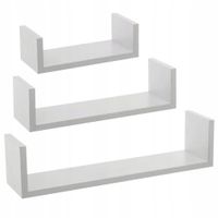 PÓŁKA ŚCIENNA DEKORACYJNA BIAŁA MDF 42X10X3 CM ZESTAW 3 SZT