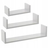 PÓŁKA ŚCIENNA DEKORACYJNA BIAŁA MDF 42X10X3 CM ZESTAW 3 SZT