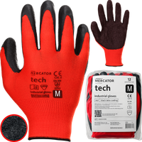rękawice robocze mercator tech red+black latex - m - 12 par