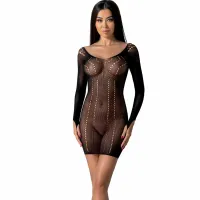 passion bs101 bodystocking czarny - elastyczny stroj siatkowy, one size