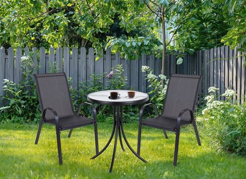 KOMPLET MEBLI BALKON OGRÓD TARAS STÓŁ + 2x KRZESŁA TERNI 60 MI CZARNY na Arena.pl