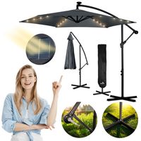 Parasol ogrodowy składany 6 segmentowy 350 cm z pokrowcem i lampkami Plonos PL-882