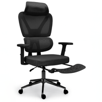 Krzesło biurowe czarne fotel KB107 ergonomiczne z zagłówkiem regulacja