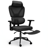 Krzesło biurowe czarne fotel KB107 ergonomiczne z zagłówkiem regulacja