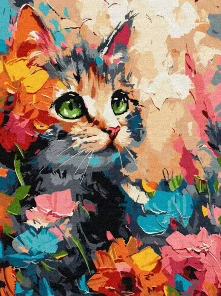 Malowanie po numerach - Puszysty kot 30x40cm zdjęcie 1