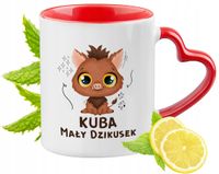 Kubek Czerwony Z Uszkiem W Kształcie Serca Dla Kuby Na Prezent