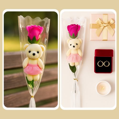 MIŚ Z RÓŻĄ BUKIET UPOMINEK NA PIKU PREZENT DLA NAUCZYCIELKI ZESTAW na Arena.pl