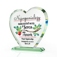 STATUETKA szklane serce z dedykacją na DZIEŃ NAUCZYCIELA zakończenie roku