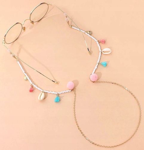 Elegancki Łańcuszek Do Okularów Muszla Pompon Boho na Arena.pl