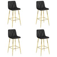 Hoker barowy czarny NADO aksamit 4 szt. nowoczesny design nogi złote