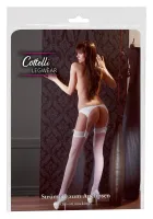 cottelli legwear białe pończochy z szeroką koronką 20 den 4