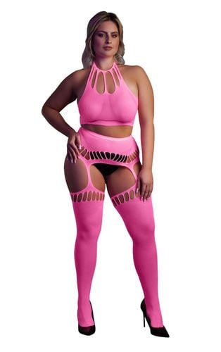 two piece with crop top and stockings  xl/xxxxl na Arena.pl