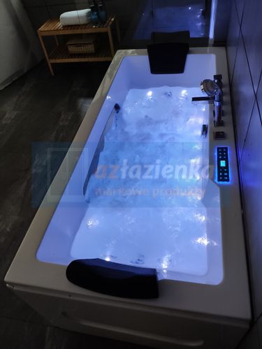 PROSTOKĄTNA WANNA Z HYDROMASAŻEM 180x80 SZYBA NEW! GRZAŁKA na Arena.pl
