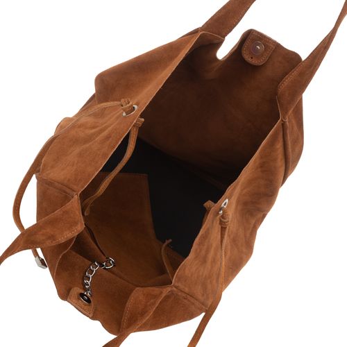 VERA PELLE torebka damska zamszowa shopper z saszetką na ramię V683 camel na Arena.pl