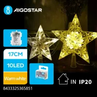 Gwiazda LED na czubek choinki 17 cm 10 LED ciepła na baterie 3AA do świątecznego klimatu