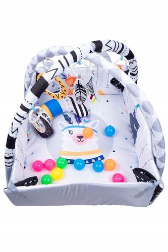 Duża interaktywna edukacyjna dwustronna mata dla niemowląt 3w1 lama na Arena.pl