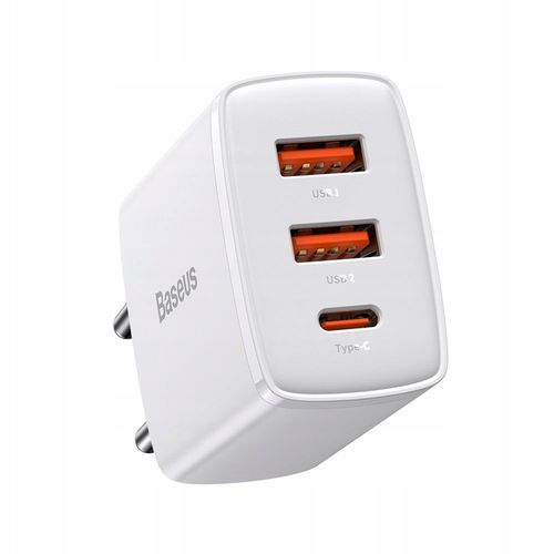 BASEUS SZYBKA ŁADOWARKA SIECIOWA KOSTKA 2x USB USB C 30W MOCNY ZASILACZ 3A na Arena.pl