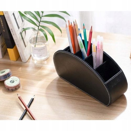 ORGANIZER SKÓRZANY BIURKOWY DO TOALETKI NA PILOTY PRZYBORY KOSMETYKI na Arena.pl