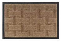 Wycieraczka podgumowana gumowa PCV poliester prostokątna HARRY 60 x 40 cm wzór nr 4 beżowa wypukłe wzorki  prostokąty paski