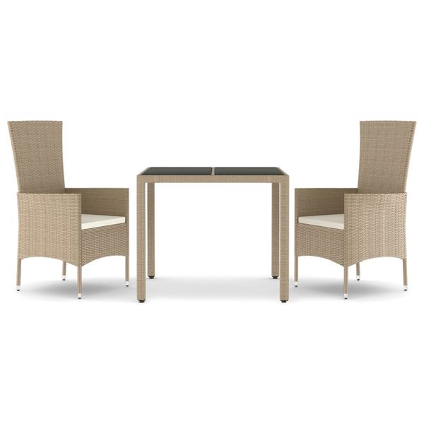 3-cz. zestaw mebli ogrodowych z poduszkami, beżowy, polirattan zdjęcie 1