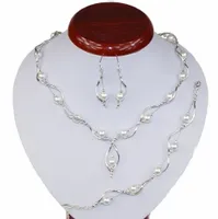 KOMPLET BIŻUTERII WIECZOROWY PERŁY białe , KOLIA