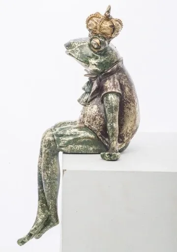FIGURKA FIGURA ŻABA ŻABKA SIEDZĄCA W KORONIE zdjęcie 5