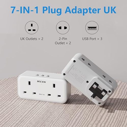 Adapter wtykowy z 3 portami USB podwójny adapter wtykowy MSCIEN na Arena.pl