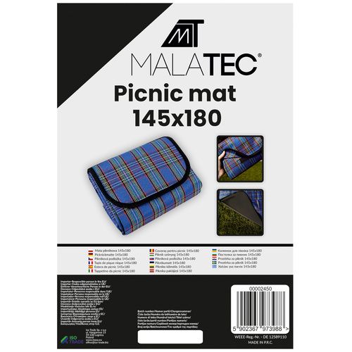Mata Piknikowa 145X180 Basic - Niebieska na Arena.pl