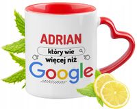 Dla Adriana Kubek Czerwony Z Uszkiem W Kształcie Serca Na Prezent