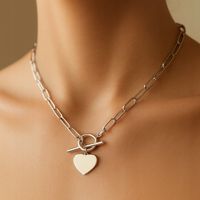 Srebrny Naszyjnik srebro 925 Łańcuch grube Ogniwa Serce Przetyk Spinacz