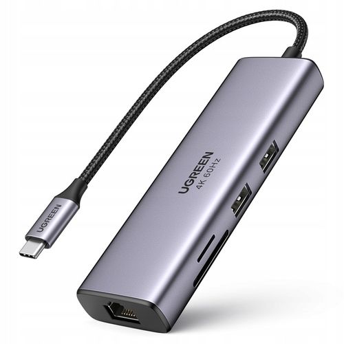 UGREEN ADAPTER HUB USB-C 2x USB HDMI SD USB-C RJ45 1Gbps - PRZEJŚCIÓWKA na Arena.pl