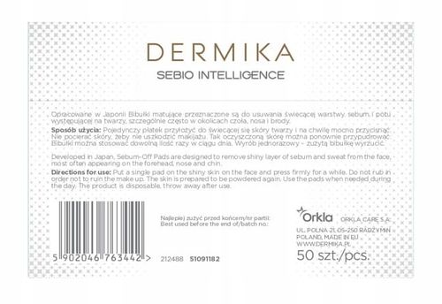 DERMIKA JAPOŃSKIE BIBUŁKI MATUJĄCE 50 SZTUK na Arena.pl